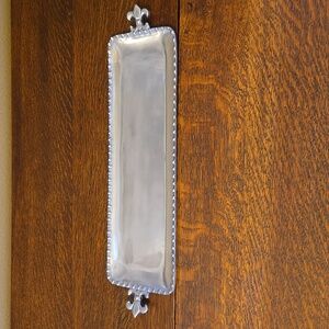 Fleur-De-Lis Oblong Tray In Mexican Pewter